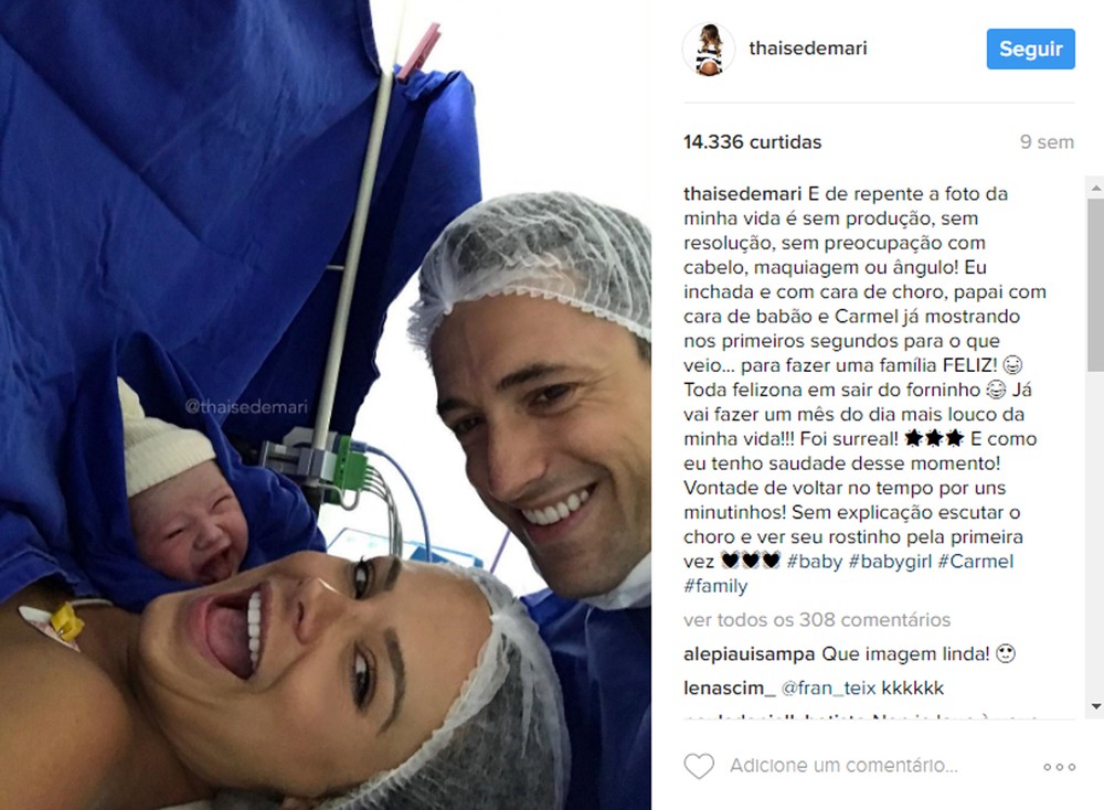 Selfie de bebê 'sorrindo' viraliza na web | Foto: Reprodução/Instagram/thaisedemari