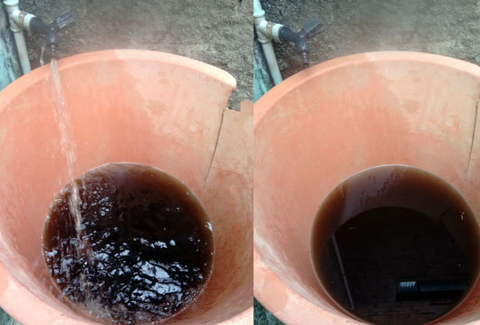 Moradores registram água escura saindo de torneiras em Espanta Gado 