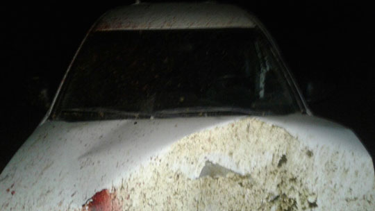 Frente do carro ficou destruída após bater em jegue; animal morreu na hora | Foto: Notícias de Santaluz