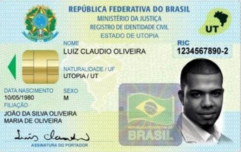 Modelo da nova carteira de identidade nacional, divulgado em 2008 pela PF | Foto: Divulgação