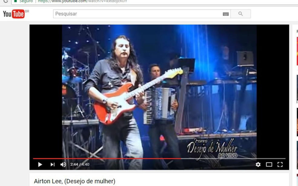 O empresário e guitarrista Airton Lee, da banda baiana de forró "Desejo de Mulher" | Foto: Reprodução/YouTube