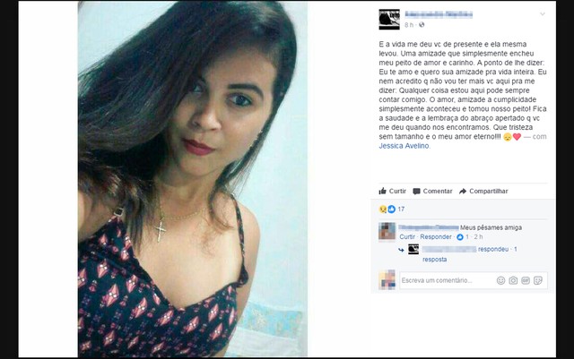 Amigos usaram as redes sociais para lamentar a morte da jovem (Foto: Reprodução/Facebook