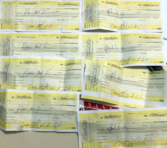 Comerciante ofereceu suborno parcelado em notas promissórias a policiais para não ser preso | Foto: Divulgação/ PM