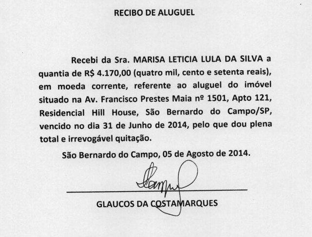 Documento diz que aluguel do apartamento venceu no dia 31 de junho (Foto: Reprodução