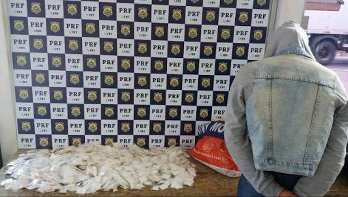 Papelotes de cocaína apreendidos durante fiscalização da PRF em Vitória da Conquista | Foto: Divulgação/PRF