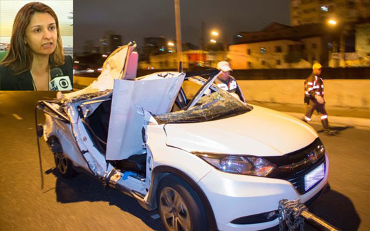 Carro de juíza ficou destruído em SP (Foto: Nivaldo Lima/Futura Press/Estadão Conteúdo