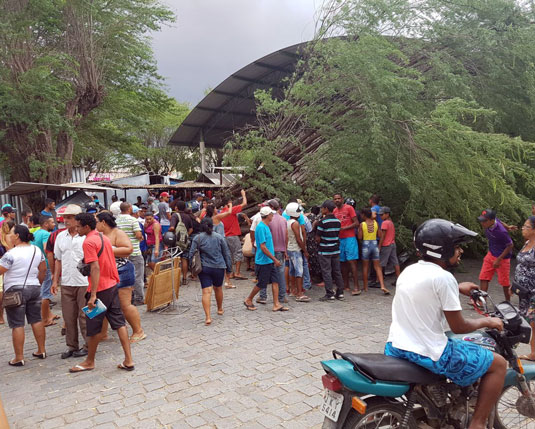 Árvore caiu sobre motos que estavam no estacionamento do Centro de Abastecimento de Queimadas | Foto: Leitor do Notícias de Santaluz