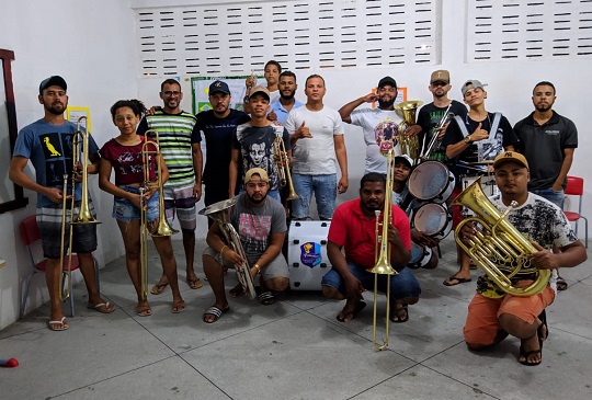Integrantes da Famsluz participam de oficina com regente de fanfarra do sul da Bahia | Foto: Divulgação
