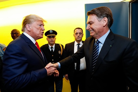 Presidente dos EUA, Donald Trump se encontra com presidente do Brasil, Jair Bolsonaro | Foto: Alan Santos/PR