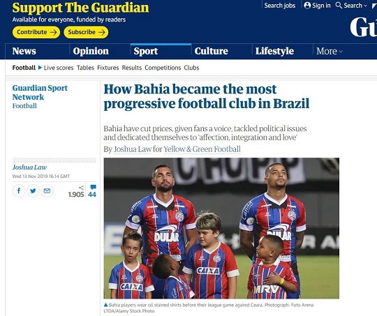 Bahia é assunto no jornal The Guardian | Foto: The Guardian